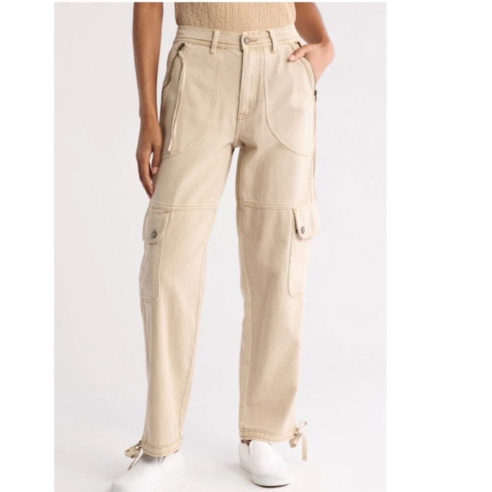 BLANKNYC Womens 28 Cotton Twill Cargo Pants in Wild Oats NEW